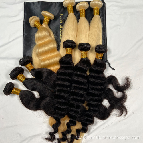 12a SPARK Raw Virgin Brazilian 613Blonde Human Hair Weaving Bundle for Women Weave Remy Hair Extension Braid Hair Silky Straight